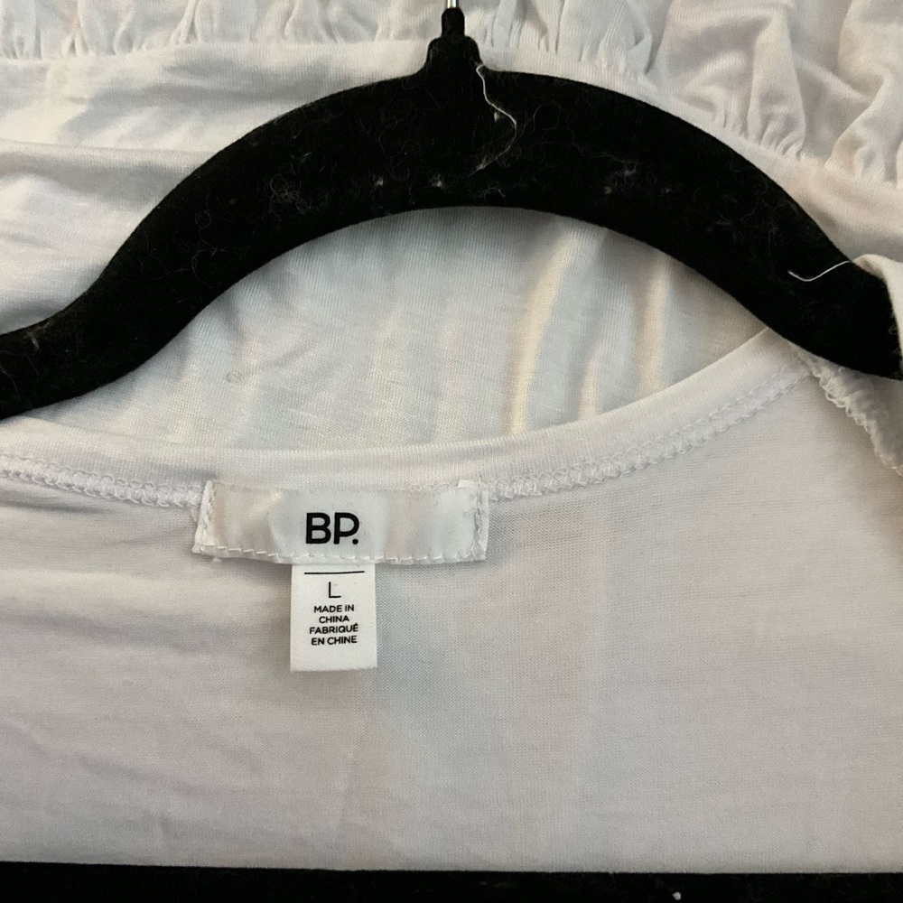bp Women's White Long-Sleeve Peplum Top SZ L - Picture 4 of 5